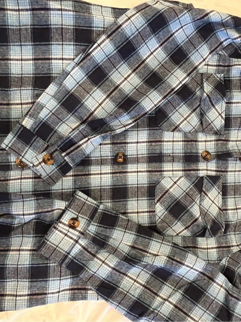 Plaid Button Down Shirt Blue & Black Size Small NWT